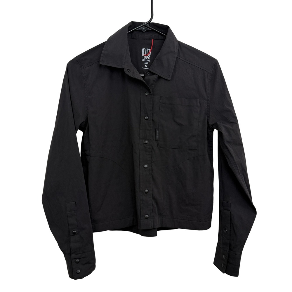 Topo Designs Shirt Womens Small Black Snap Front Lightweight Utility Outdoor